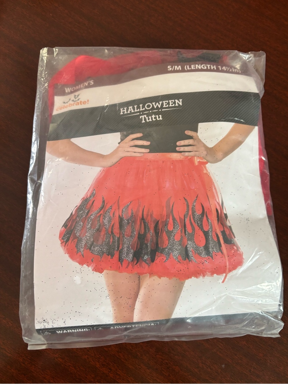 Halloween Red Devil Flame Tutu Skirt - Size S/M Women's New In Package